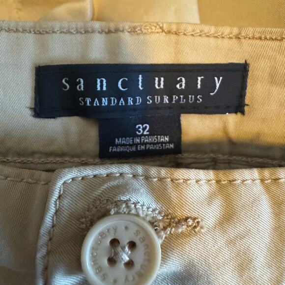 Sanctuary Rebel Cargo Pants Size 32 NWT Khaki Mid Rise Relaxed Fit Ankle Utility - Picture 8 of 9